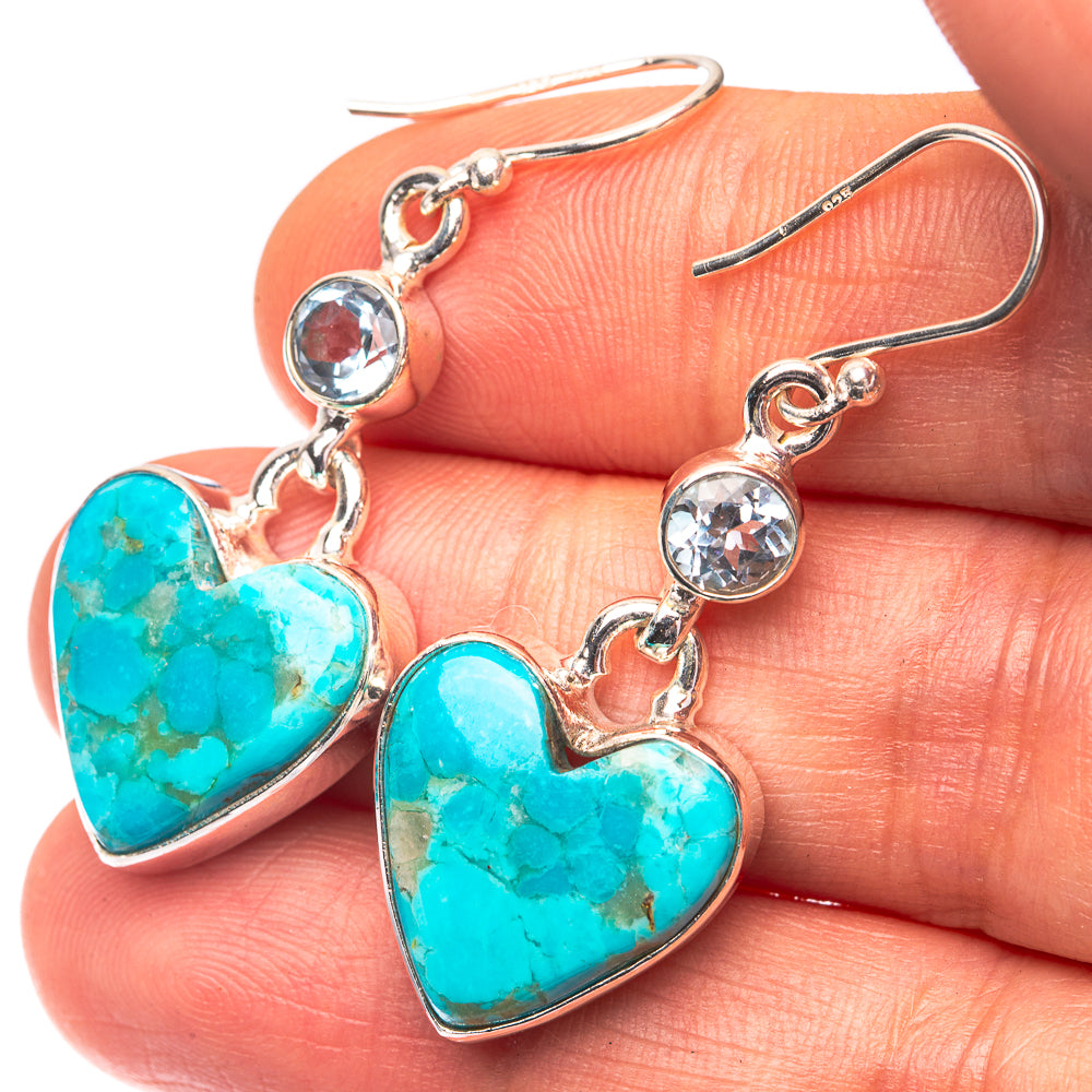 Chrysocolla, Blue Topaz Earrings 1 5/8" (925 Sterling Silver) E432241