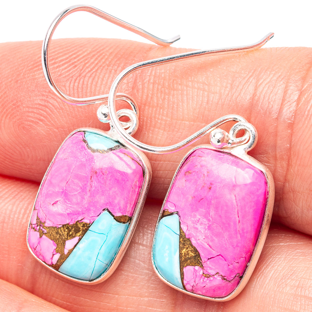 Cotton Candy Turquoise Earrings 1 1/4" (.925 Sterling Silver)