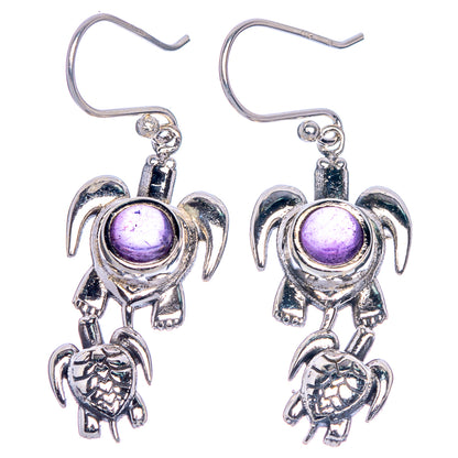 Amethyst Turtles Earrings 1 5/8" (925 Sterling Silver) E1049