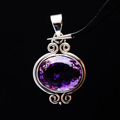 17.77ct Faceted Brazilian Amethyst Pendant 1 1/2" (.925 Sterling Silver)