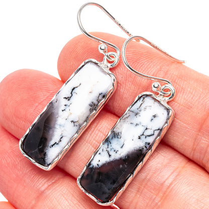 Dendritic Opal Earrings 1 5/8" (925 Sterling Silver) E1928