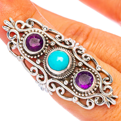 Large Sleeping Beauty Turquoise, Amethyst Ring Size 7 (925 Sterling Silver) R144517