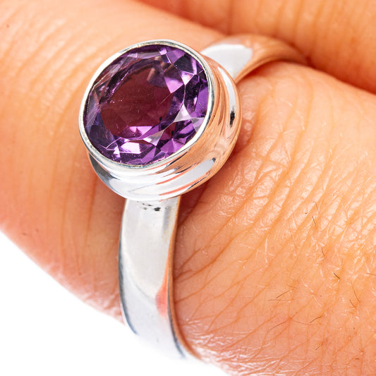 Value Faceted Amethyst Ring Size 8 (925 Sterling Silver) R3332