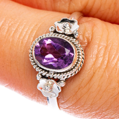 Faceted Amethyst Dainty Ring Size 7.5 (925 Sterling Silver) R147208