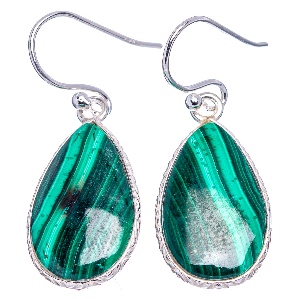 Malachite Earrings 1 3/8" (.925 Sterling Silver)