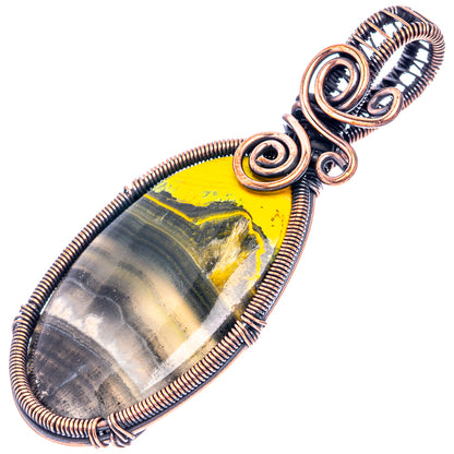 Bumblebee Jasper Wire Wrap Pendant 2 5/8" (Oxidized Copper)