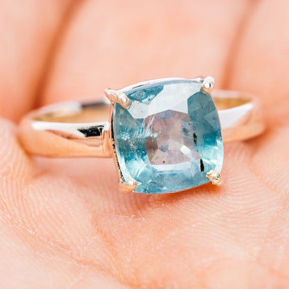 Faceted Paraiba Kyanite Ring Size 7.75 (.925 Sterling Silver)