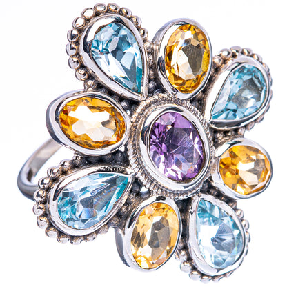 Amethyst, Citrine, Blue Topaz Ring Size 9 (925 Sterling Silver) R2515