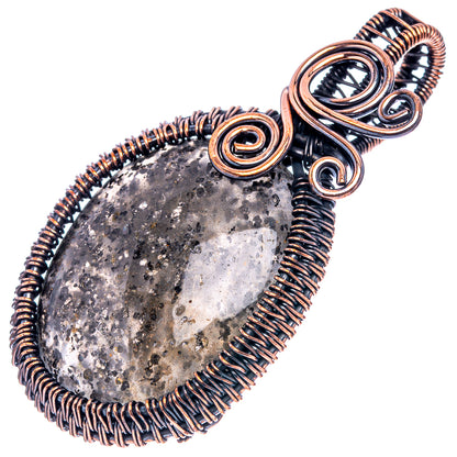 Black Sunstone Wire Wrap Pendant 2 1/4" (Oxidized Copper)