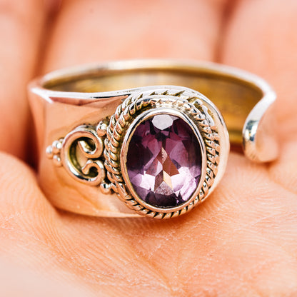 Amethyst Ring Size 7 Adjustable (.925 Sterling Silver)
