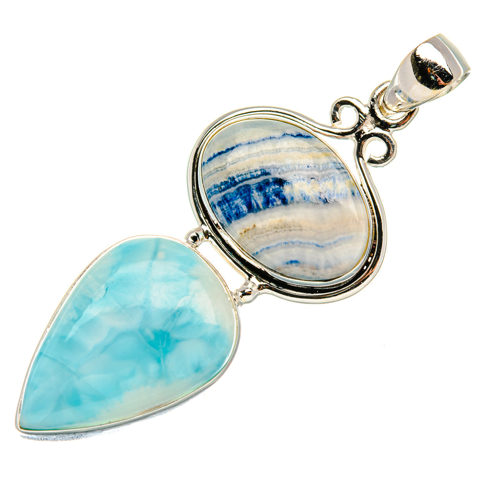 Blue Scheelite, Larimar Pendant 2 1/4" (925 Sterling Silver) PD37950
