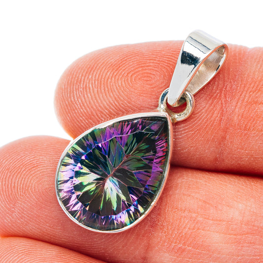 Premium Mystic Topaz Pendant 1 1/4" (.925 Sterling Silver)