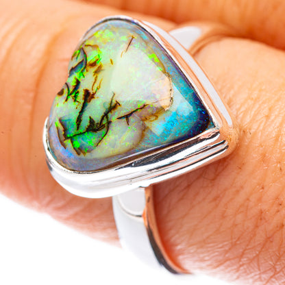 Rare Sterling Opal Heart Ring Size 9 (925 Sterling Silver) R2196