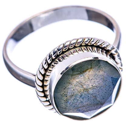 Faceted Labradorite Ring Size 8.75 (.925 Sterling Silver)