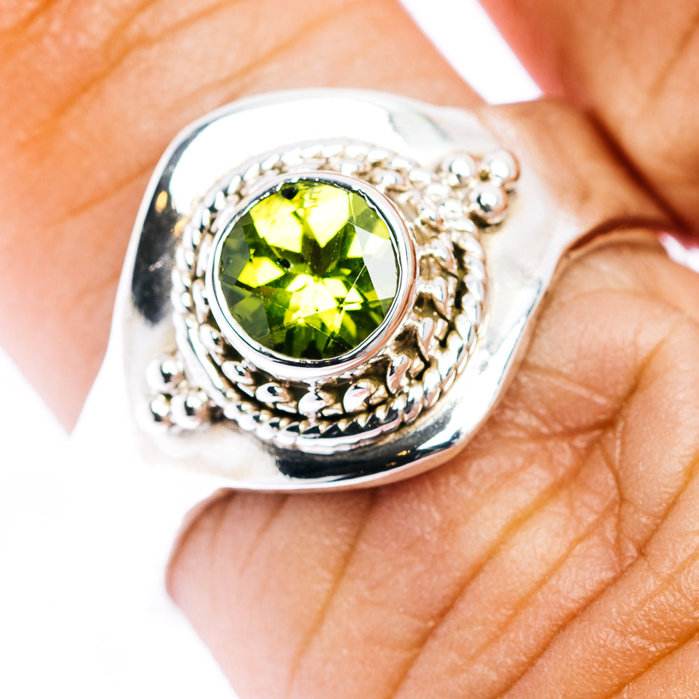 Peridot Ring Size 7 Adjustable (.925 Sterling Silver)