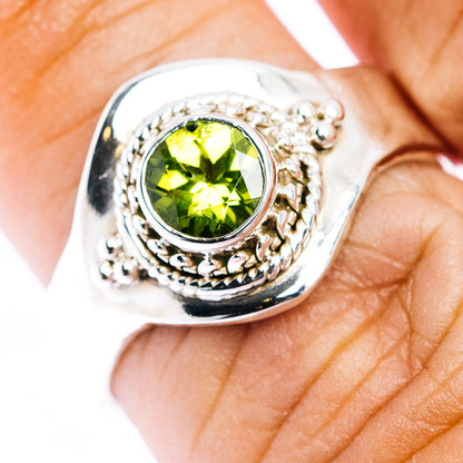 Peridot Ring Size 7 Adjustable (.925 Sterling Silver)