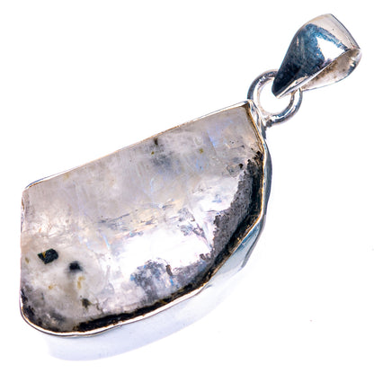Raw Rainbow Moonstone Pendant 1 5/8" (925 Sterling Silver) P39337