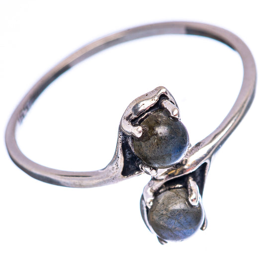 Sterling silver labradorite ring with two oval blue stones and split shank