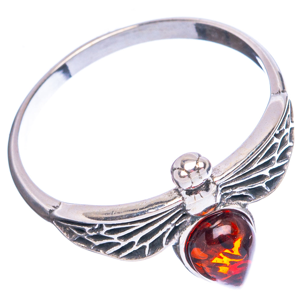 Baltic Amber Honey Bee Ring Size 8 (.925 Sterling Silver)