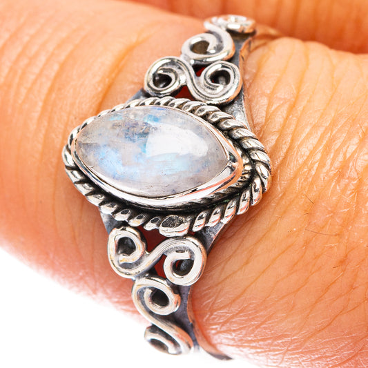 Rainbow Moonstone Dainty Ring Size 7.5 (925 Sterling Silver) R5767