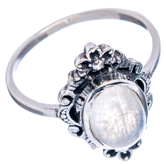 Sterling silver moonstone dainty ring with oval moonstone and floral halo