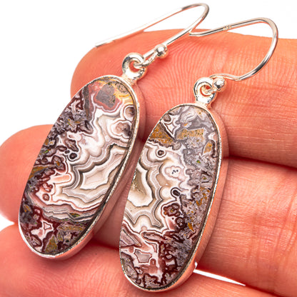 Crazy Lace Agate Earrings 1 5/8" (925 Sterling Silver) E432257
