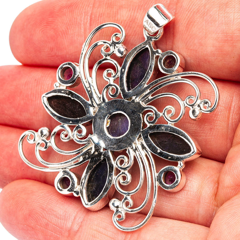 Signature Labradorite, Amethyst Pendant 1 3/4" (.925 Sterling Silver)