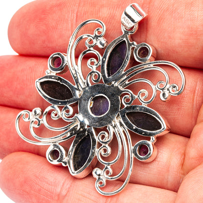 Signature Labradorite, Amethyst Pendant 1 3/4" (.925 Sterling Silver)