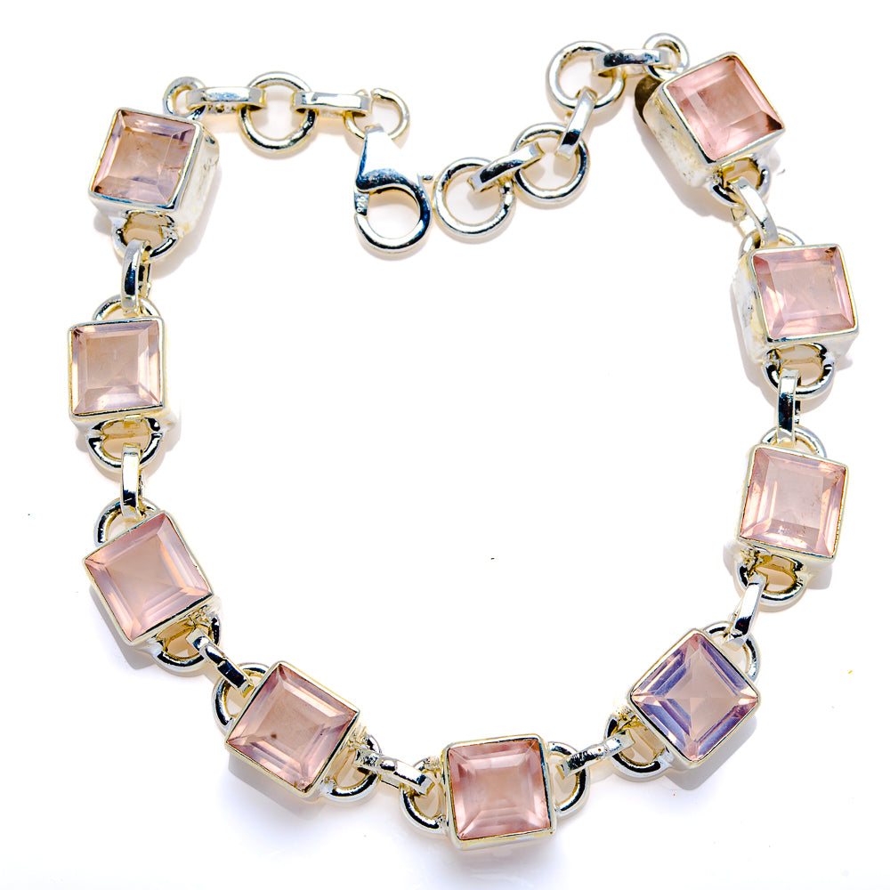 Rose Quartz 925 Sterling Silver Bracelets Adjustable (925 Sterling Silver) BR90203