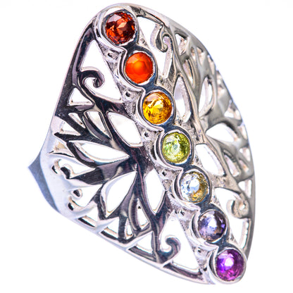 Rainbow Chakra Ring Size 9.75 (925 Sterling Silver) R140499