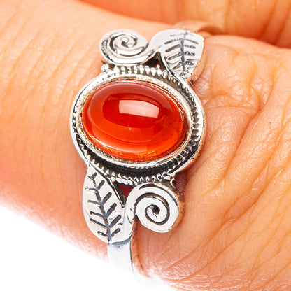 Carnelian Leaf 925 Sterling Silver Ring Size 6.5 (925 Sterling Silver) R5329