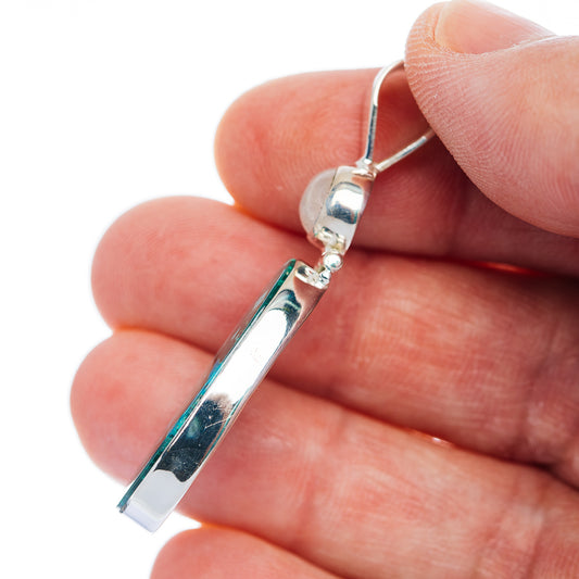 Sterling silver gemstone pendant bail and elongated green stone face