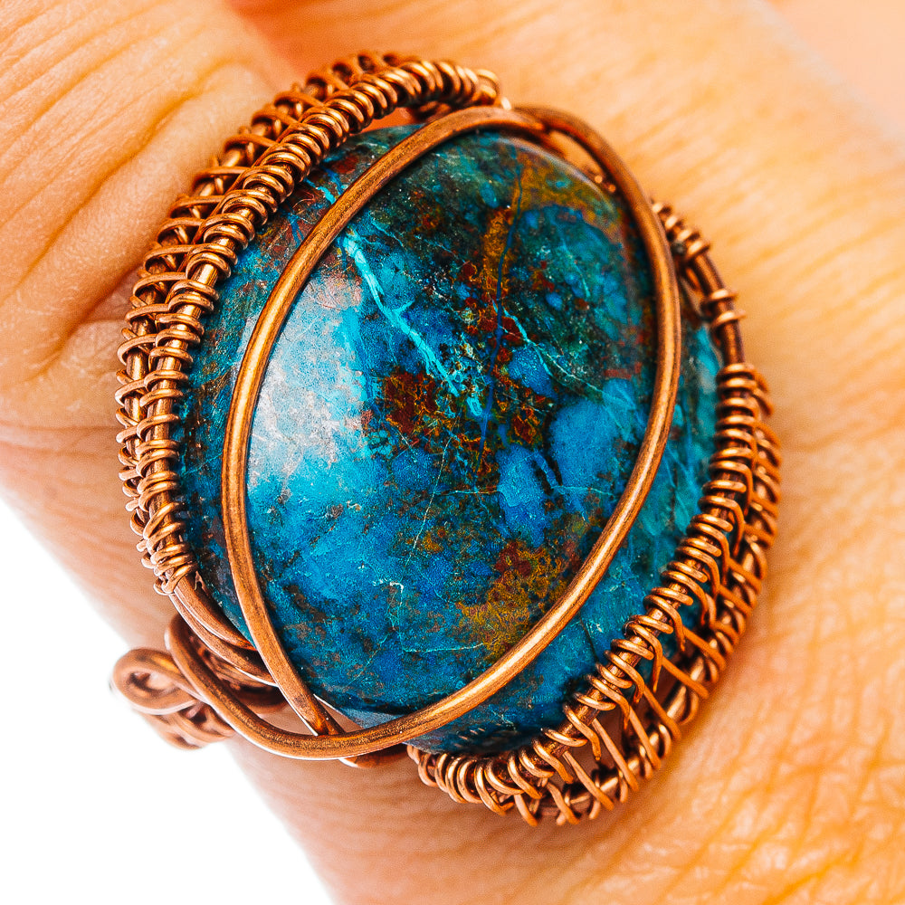 Shattuckite Wire Wrap Ring Size 8 (Copper)