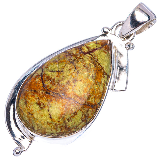 925 sterling silver gaspeite teardrop pendant with top bail and polished frame
