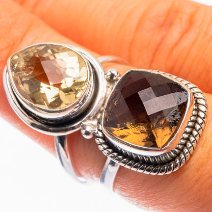 Large Smoky Quartz, Citrine Ring Size 7 (925 Sterling Silver) R142191