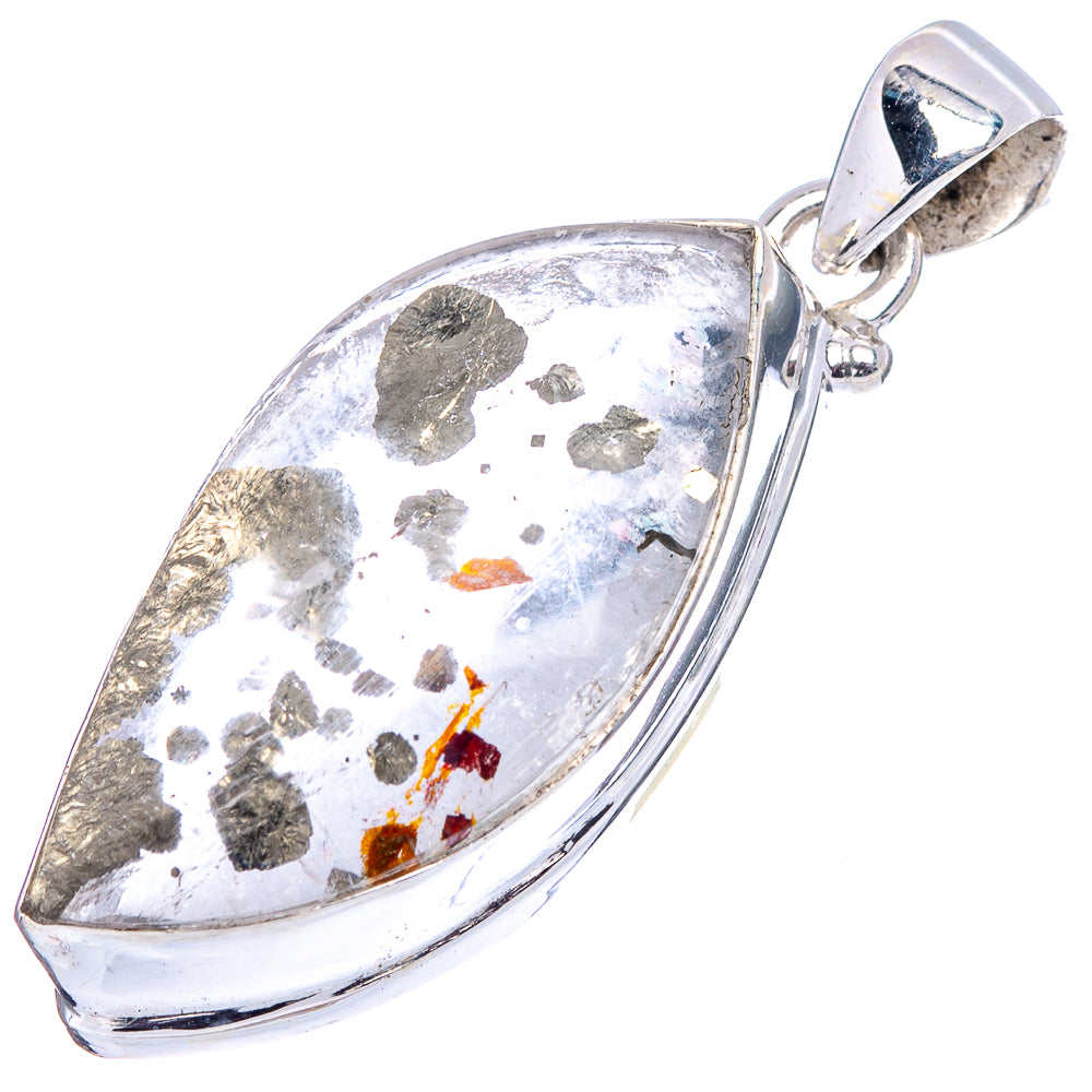 Marcasite In Quartz Pendant 1 1/2" (.925 Sterling Silver)