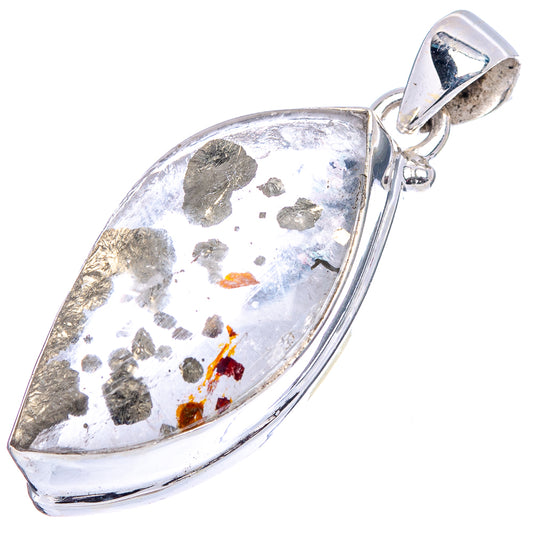 Marcasite in quartz teardrop pendant in .925 sterling silver with polished bail