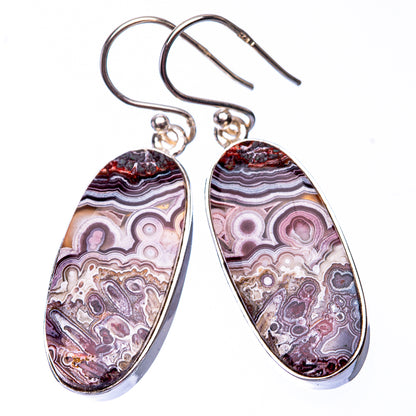 Crazy Lace Agate Earrings 1 5/8" (925 Sterling Silver) E432277