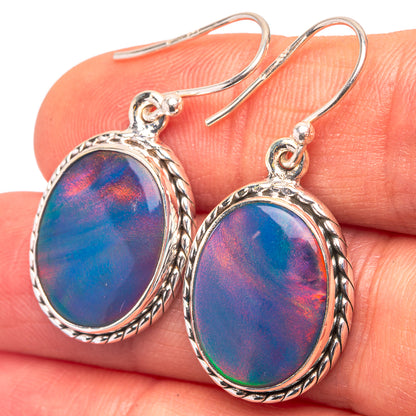 Aura Opal 925 Sterling Silver Earrings 1 3/8" (925 Sterling Silver) EARR432220