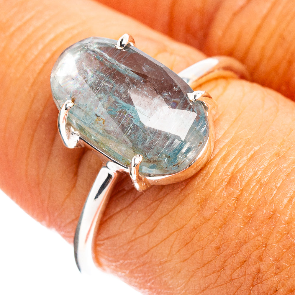 Faceted Aquamarine Ring Size 7.75 (.925 Sterling Silver)