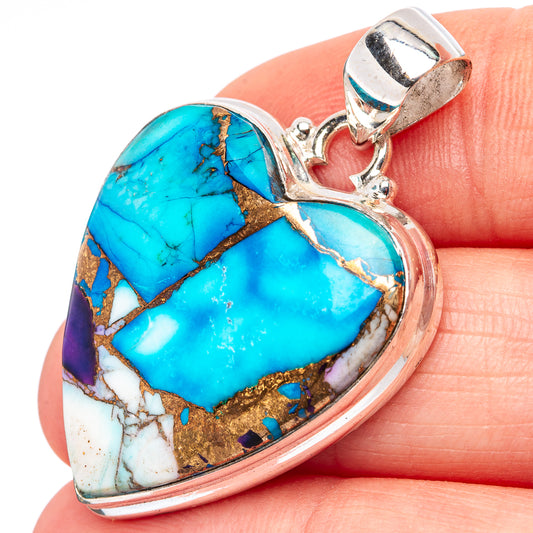 Turquoise heart pendant, .925 sterling silver bezel with polished frame