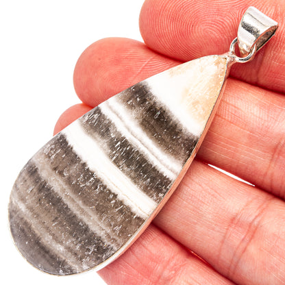 Zebra Calcite Pendant 2 3/8" (Silver Plated)