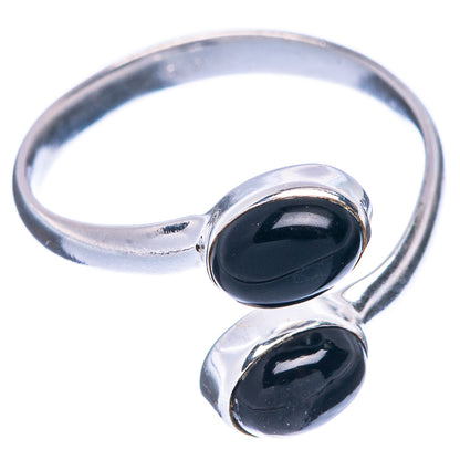 Black Onyx Dainty Ring Size 8 Adjustable (925 Sterling Silver) R5710