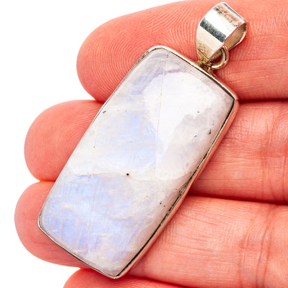Premium Rainbow Moonstone Pendant 1 7/8" (.925 Sterling Silver)