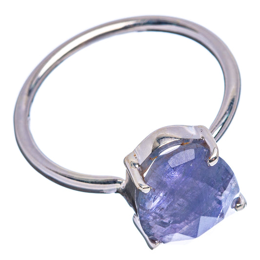 Faceted tanzanite ring with oval stone in .925 sterling silver pronged setting