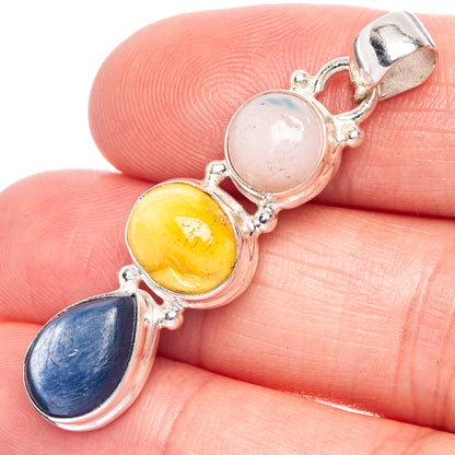 Kyanite, Ethiopian Opal Pendant 1 3/4" (925 Sterling Silver) P40223