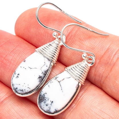 Dendritic Opal Earrings 1 1/2" (925 Sterling Silver) E1930