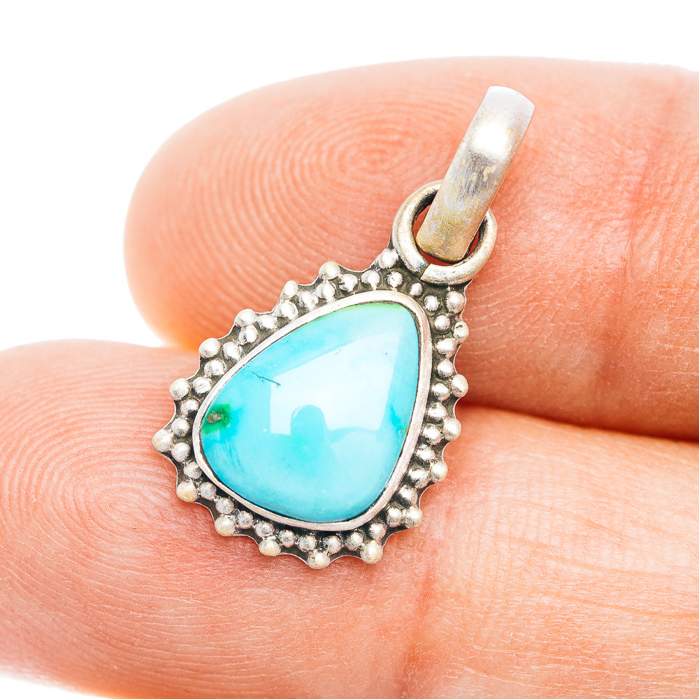 Southwestern Style Sonoran Blue Turquoise Pendant 7/8" (.925 Sterling Silver)