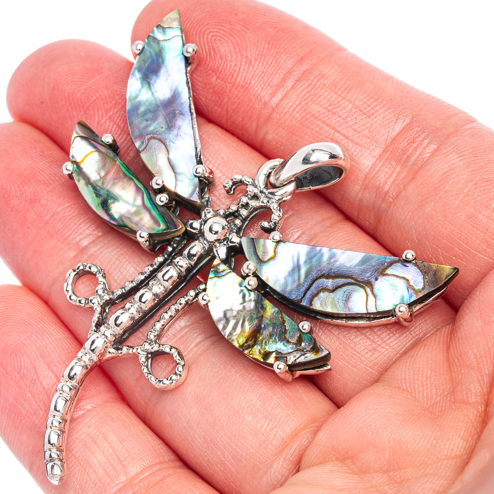Abalone Shell Dragonfly 2 1/8" Pendant (925 Sterling Silver) P39998