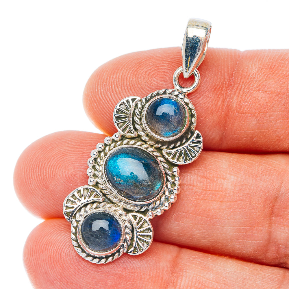 Labradorite Pendant 1 5/8" (.925 Sterling Silver)
